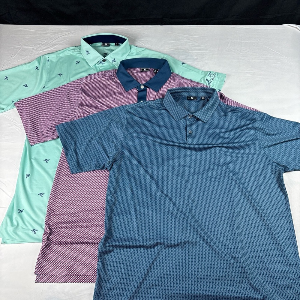 3 Footjoy Men's Performance Golf Polo Shirts Hawk Country Club XL